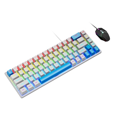SaharaCase Wired Gaming Keyboard & Mouse Combo, White/Blue (KB34)