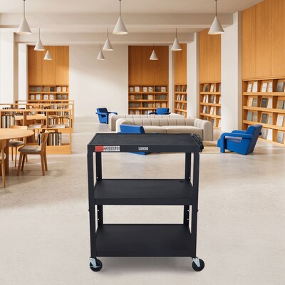 Luxor LEADER XL 3-Shelf Adjustable Media Utility Cart, Black (AVJ42XL)