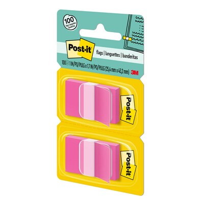 Post-it Flags, 1" Wide, Pink, 100 Flags/Pack (680-BP2)