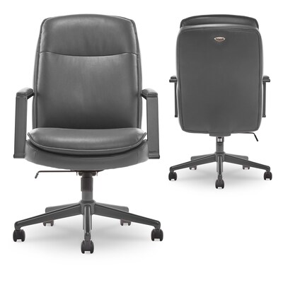 Thomasville Furniture Upton Ergonomic Bonded Leather Swivel Manager Chair, Gray (51421-GRY)