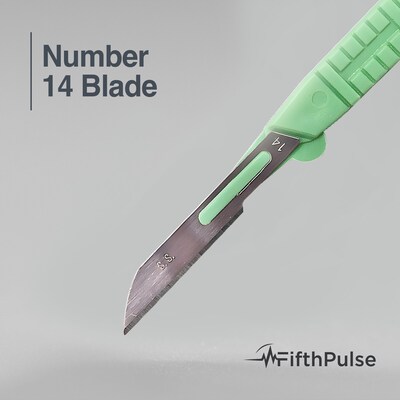 FifthPulse Sterile Disposable Scalpel, Stainless Steel #14 Blade Size, 10 Pack (FMN100610)