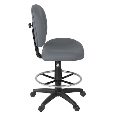 Regency Comfort Series Armless Fabric Drafting Chair with Footrest and Lumbar Support, Grey (105-DK-GY)