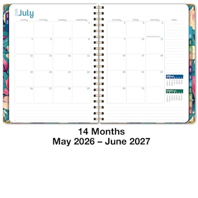 2026-2027 Excello Brands 8.5" x 11" Academic Weekly & Monthly Planner, Paperboard Cover, Teal Floral (FSHN-AY26-8511-17)