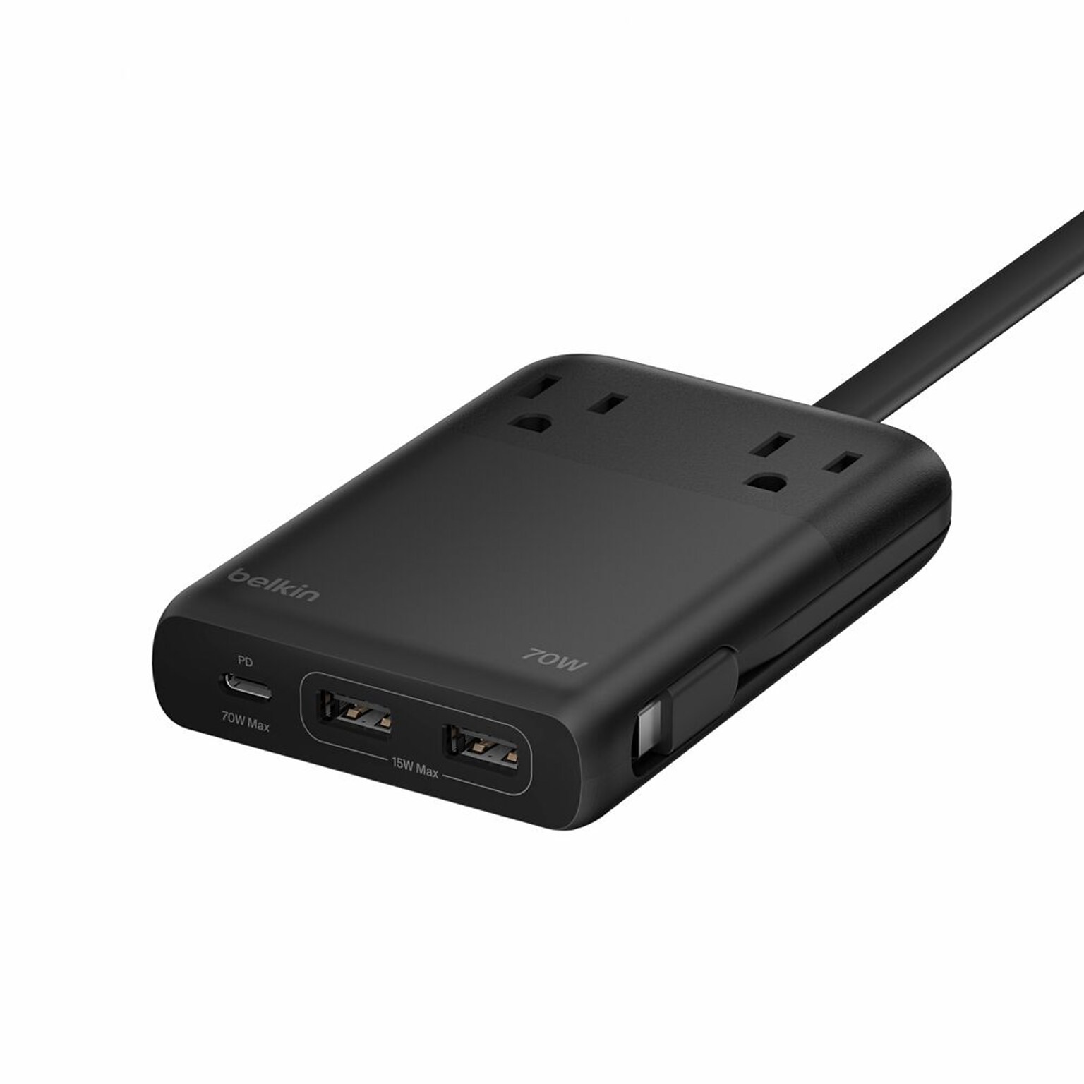Belkin GaN 2-Outlet Charging Station, 70W, 5ft., Black (SRZ002TT5)