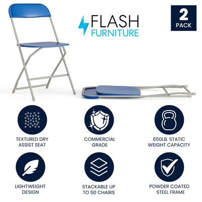 Flash Furniture HERCULES Series Plastic Banquet/Reception Chair, Blue, 2/Pack (2LEL3BLUE)