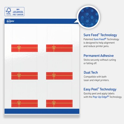 Avery Square Multipurpose Labels, 3" x 3", White, 60/Pack (19479370562)