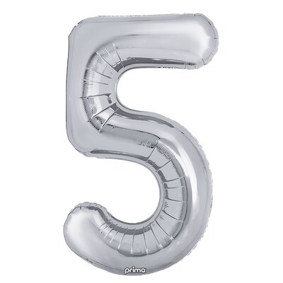 Party City (Air-Filled) 16 #5 Foil Balloon, Silver, 2/Pack (AM60050255-18)