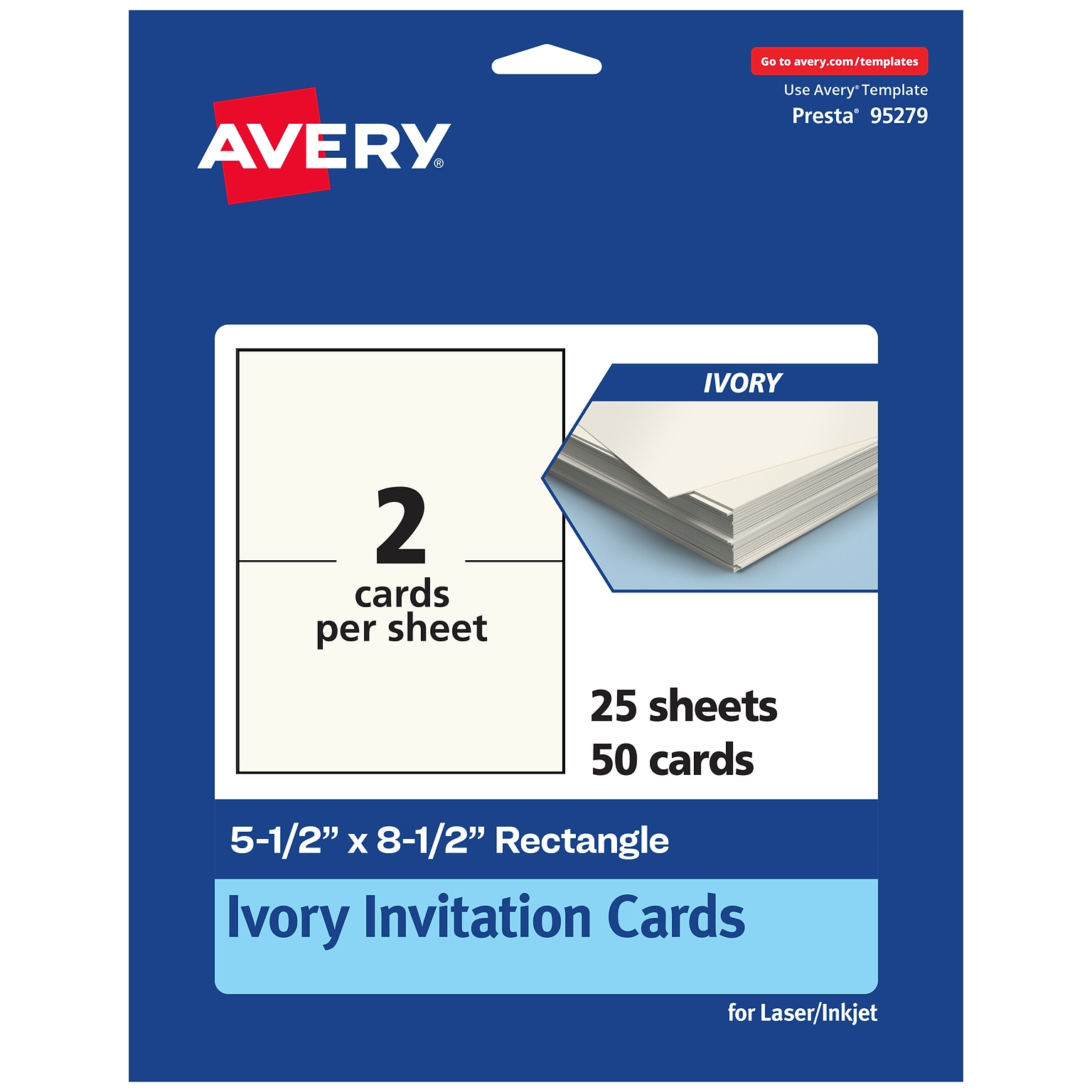 Avery Integrated Cards, 5.5 x 8.5, Matte Ivory, 50/Pack (95279)