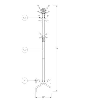 Monarch Specialties Inc. Coat Tree, Black, Metal (I 2019)
