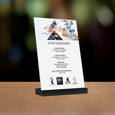 Global Printed Products Generic Holder, 3.5" x 5", Vertical, Table Top/Countertop, Black/Clear Acrylic (SGNH-AB-35X5-BK)