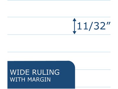 Roaring Spring Paper Products Boardroom Series Notepad, 8.5" x 11", Wide-Ruled, White, 50 Sheets/Pad, 72 Pads/Carton