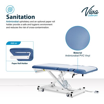 Viva Comfort XRO 3-Section Electric Height and Back Adjustable Exam Table, 600 lbs. Capacity, Blue (ADI903-21-BLU-MK)