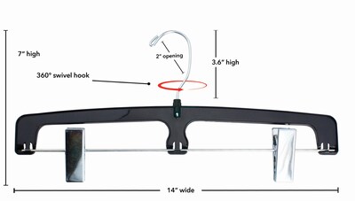Nahanco 14 Plastic Super Strong Heavy Duty Pant Hanger, Chrome Hook, Plastic, 100/Carton (2690EC)