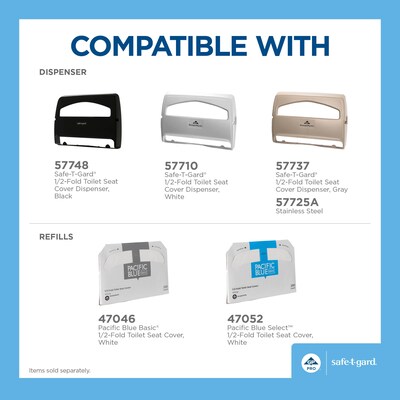 Georgia-Pacific Safe-T-Gard Toilet Seat Cover Dispenser, Half-fold, Black, 10/Carton (57748)