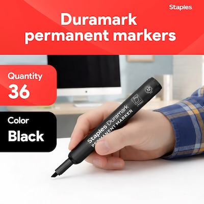 Staples Duramark Tank Marker, Chisel Tip, Black, 36/Pack (ST62928)
