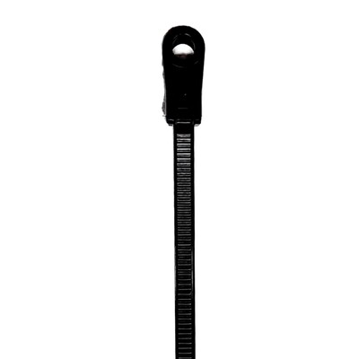 ProBrand 8" UV-Resistant Nylon 6/6 Mounting Hole Cable Tie with 50-lbs. Tensile Strength, Black, 100/Pack (CABTIEMH750BL)
