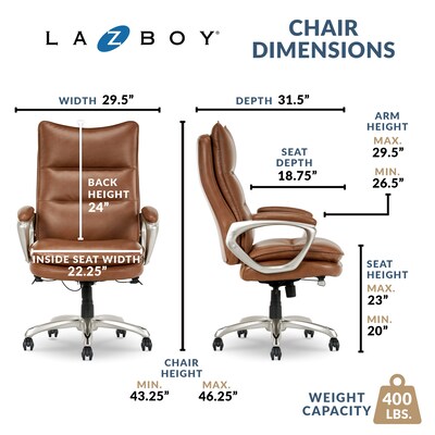 La-Z-Boy Jenkins Bonded Leather Swivel Executive Big & Tall Chair, Brown (60075-CAM)