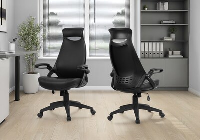 Monarch Specialties Inc. Ergonomic Leather-Look Computer and Desk Chair, Black (I 7276)