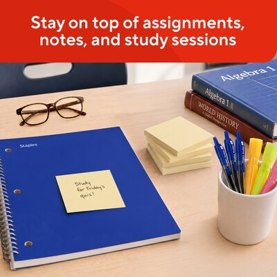Staples Pop-Up Sticky Notes, 3" x 3", Sunshine Colors, Recycled Paper, 3600 Sheets – Eco-Friendly Dispenser Notes for Offices
