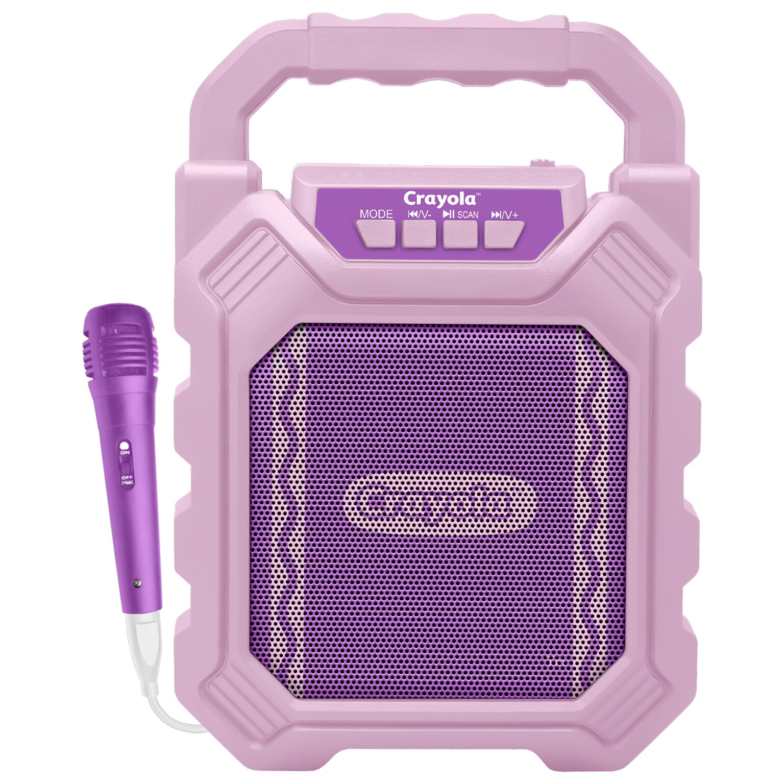 Crayola Portable Bluetooth Karaoke Speaker with FM Radio and Microphone, Pink & Purple (CBX210M)