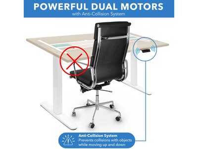 Mount-It! 55"W Electric Rectangular Adjustable Standing Desk, Maple/White (MI-18097)