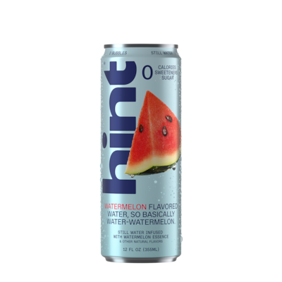 Hint Watermelon Flavored Purified Water, 12 fl. oz., 12 Cans/Pack (HINT-WMCAN-12)
