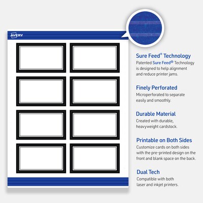Avery Double Black Border Matte Blank Card, White, 80/Pack (S00-D2D)