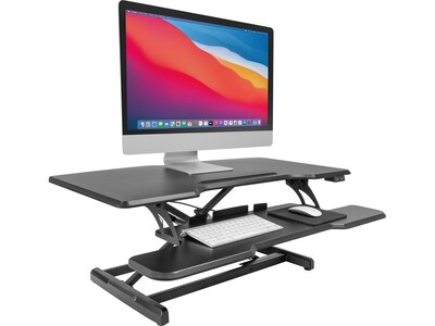 Mount-It! 38"W Electric Rectangular Adjustable Standing Desk Converter, Black (MI-8010)