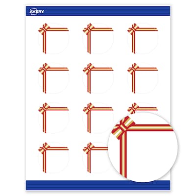 Avery Gold-Red Gift Bow Matte Blank Card, White, 120/Pack (S00-FFW)