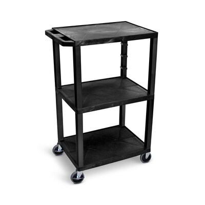 Luxor Tuffy 3-Shelf Polyethylene Utility Cart, Black (UCPL1)
