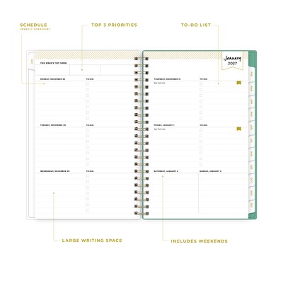 2027 Blue Sky Day Designer Peyton White 5 x 8 Calendar Year Weekly & Monthly Planner, Plastic Cover (103619-27)