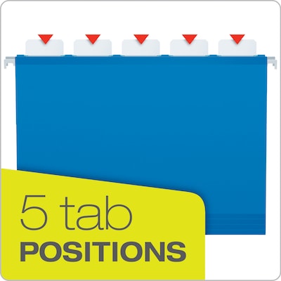 Pendaflex Ready-Tab Premium Reinforced Hanging File Folder, 5-Tab, Letter, Blue, 25/Box (42622)