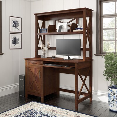 Bush Furniture Key West 48" Computer Desk with Hutch, Bing Cherry (KWD248BC-03)