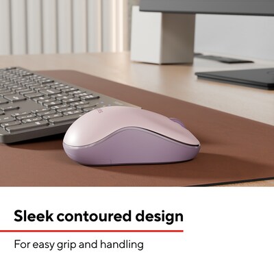 Staples TECH Wireless Ambidextrous Optical USB Mouse, Pink (ST63065)