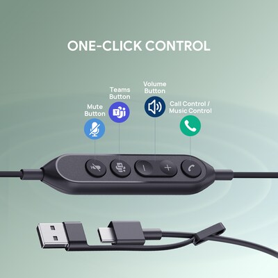 Yealink UH44 USB Wired Noise Cancelling USB-C/A Stereo Computer Headset for Business Office, Teams Certified