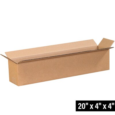 SI Products 20 x 4 x 4 Shipping Boxes, 32 ECT, Kraft, 25/Bundle (2044)