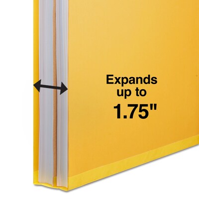 Quill Brand® 2/5-Cut Tab Pressboard Classification File Folders, 1-Partition, 4-Fasteners, Legal, Yellow, 15/Box (747038)