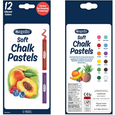 Crayola Soft Chalk Pastels, Assorted Colors, 12/Pack (BIN523002)