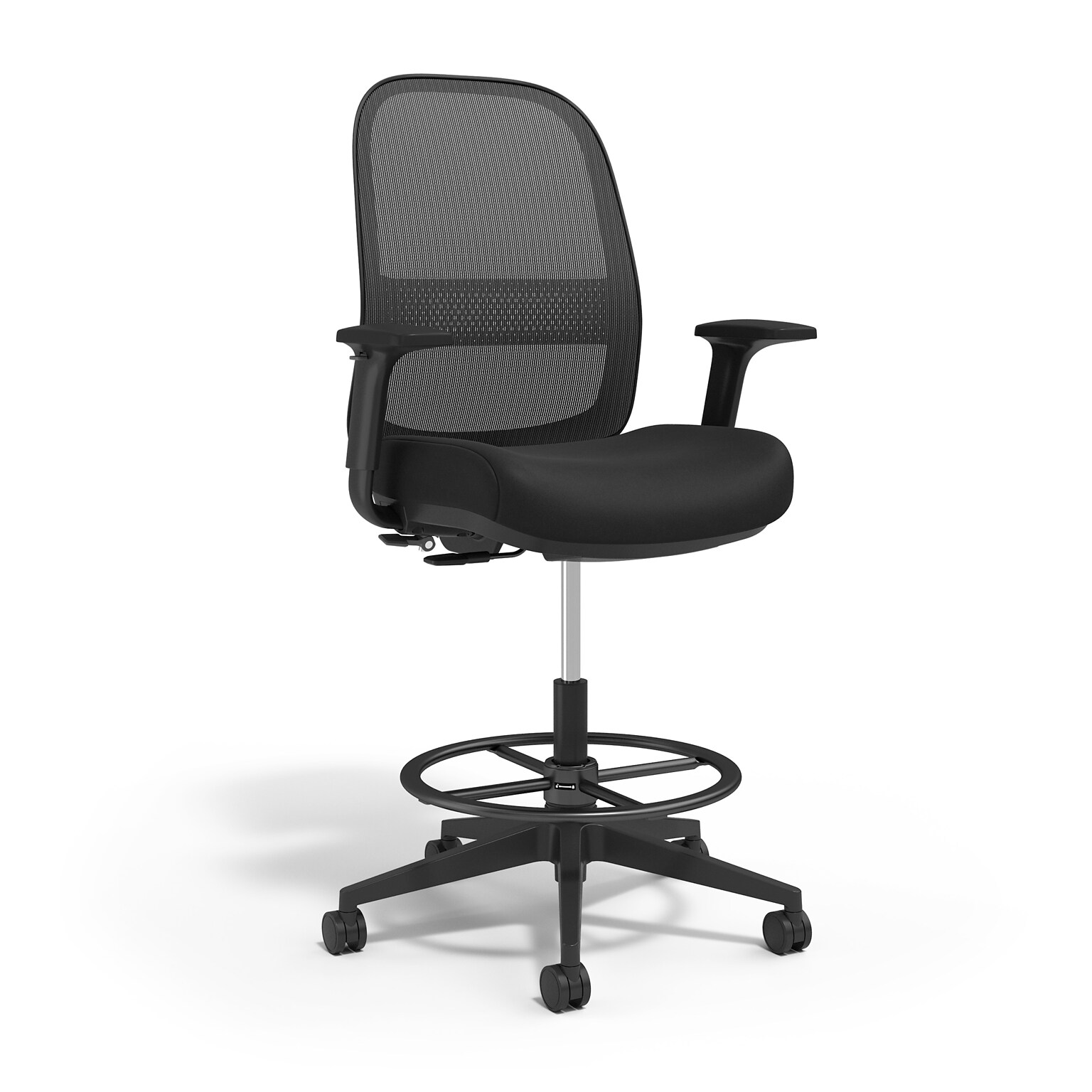 Workplace2.0™ Bedford Fabric Task Stool with Footrest and Lumbar Support, Black (UN60992)