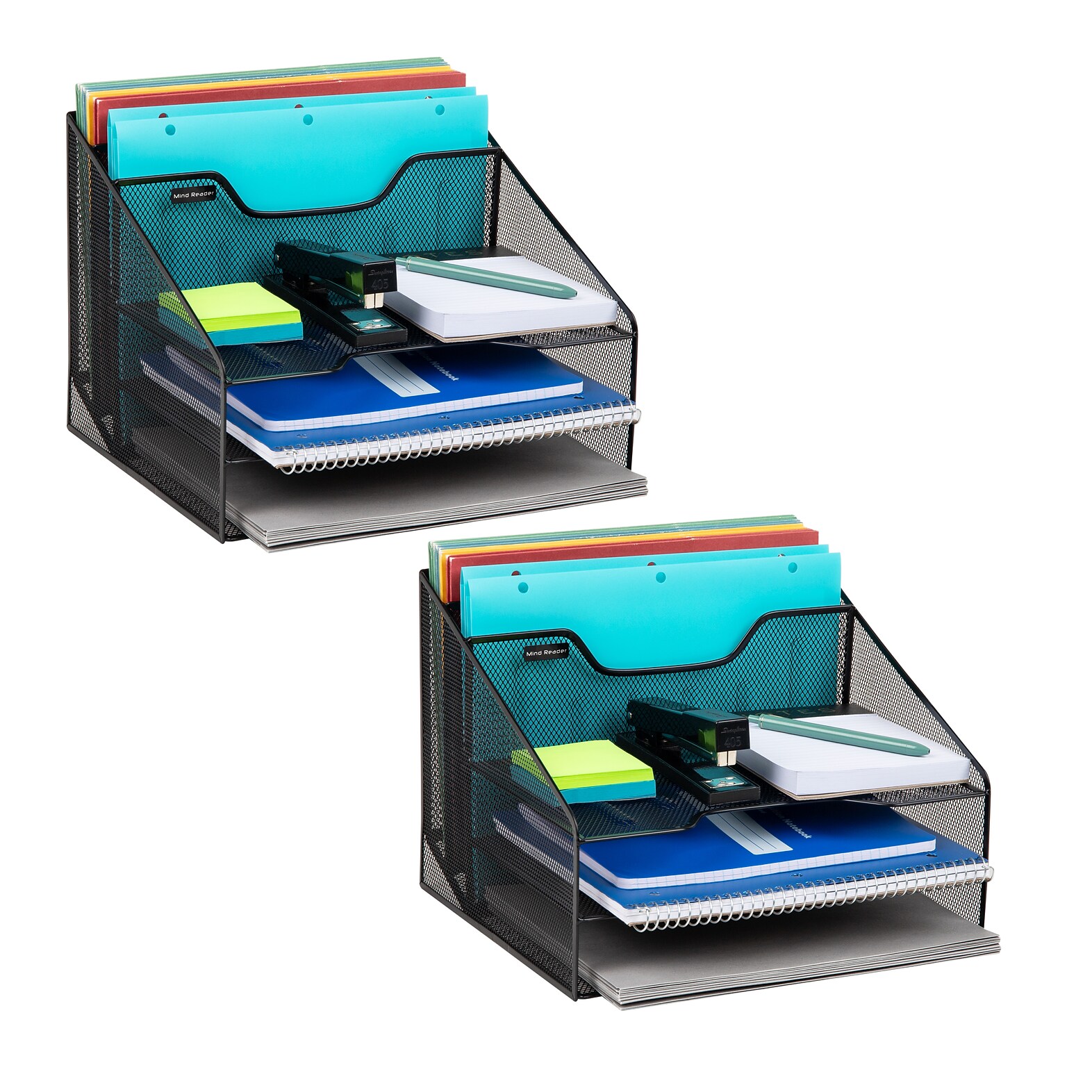 Mind Reader Metal Desk Organizer Letter Tray, Black, 2/Pack (2MESHBOX5-BLK)
