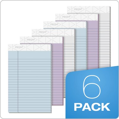 TOPS Prism Notepad, 8.5" x 11.75", Wide Ruled, Assorted, 50 Sheets/Pad, 6 Pads/Pack (TOP63116)