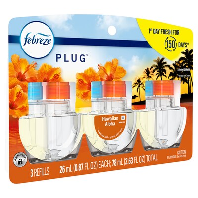 Febreze Fade Defy Plug Air Freshener Warmer Refill, Hawaiian Aloha Scent, 0.87 fl. oz., 3/Pack (54345)