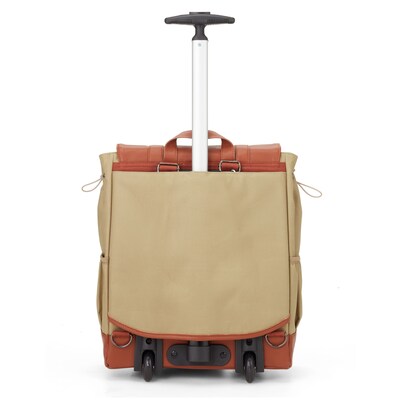 Francine Collections 15" Laptop Rolling Wheels Up Backpack, Tan (BKBUDGRL_SM-OLI)