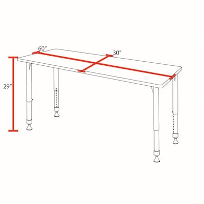 Regency Rectangular Activity Table, 60" x 30", Height Adjustable, Grey (MT6030GYAPBK)