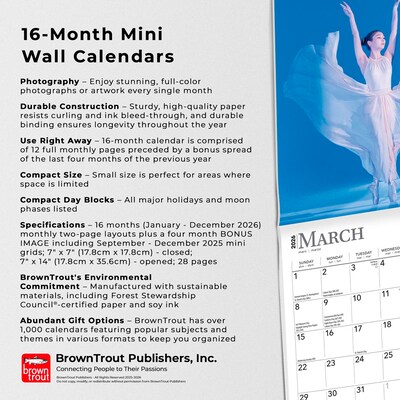2026 BrownTrout Ballet 7" x 7" Monthly Wall Calendar (9798330702299)