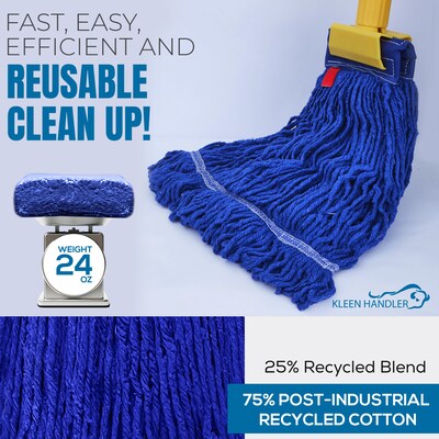 BISON LIFE Kleen Handler Blend Heavy Duty String Mop Head, Dark Blue, 24/Pack (BPHD-LEM-BD-DBL-24-1-24A)