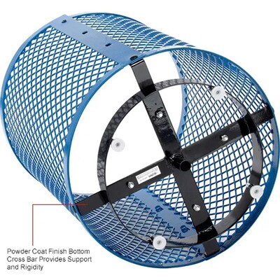 Global Industrial Outdoor Diamond Steel Trash Can w/ Dome Lid & Base, 36 Gallon, Blue (261948BLD)