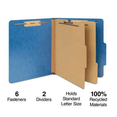 Staples Moisture Resistant Classification Folder, 2-Dividers, 2.5 Expansion, Letter Size, Dark Blue, 10/Box (TR614641)