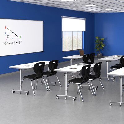 Correll 72"W x 30"D Adjustable Foldable Rectangular Training Room Table, Laminate, With Wheels, Frosty White (FTS3072DE801413)