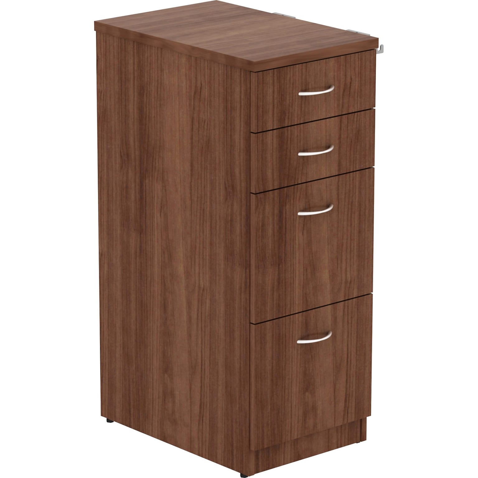 Lorell Relevance 4-Drawer Vertical File Cabinet, Letter Size, Lockable, 41.37H x 15.5W x 23.6D, Walnut Laminate (LLR16236)